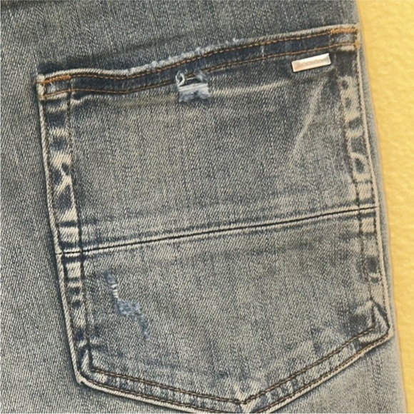 AMIRI MX1 Distressed Jeans Blue Bandana Paisley Patch Underlay Size 31 Like New! - Picture 6 of 16
